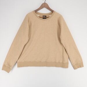 Askov Finlayson Sweatshirt Mens XL Tan Organic Cotton Crewneck Raglan Slub